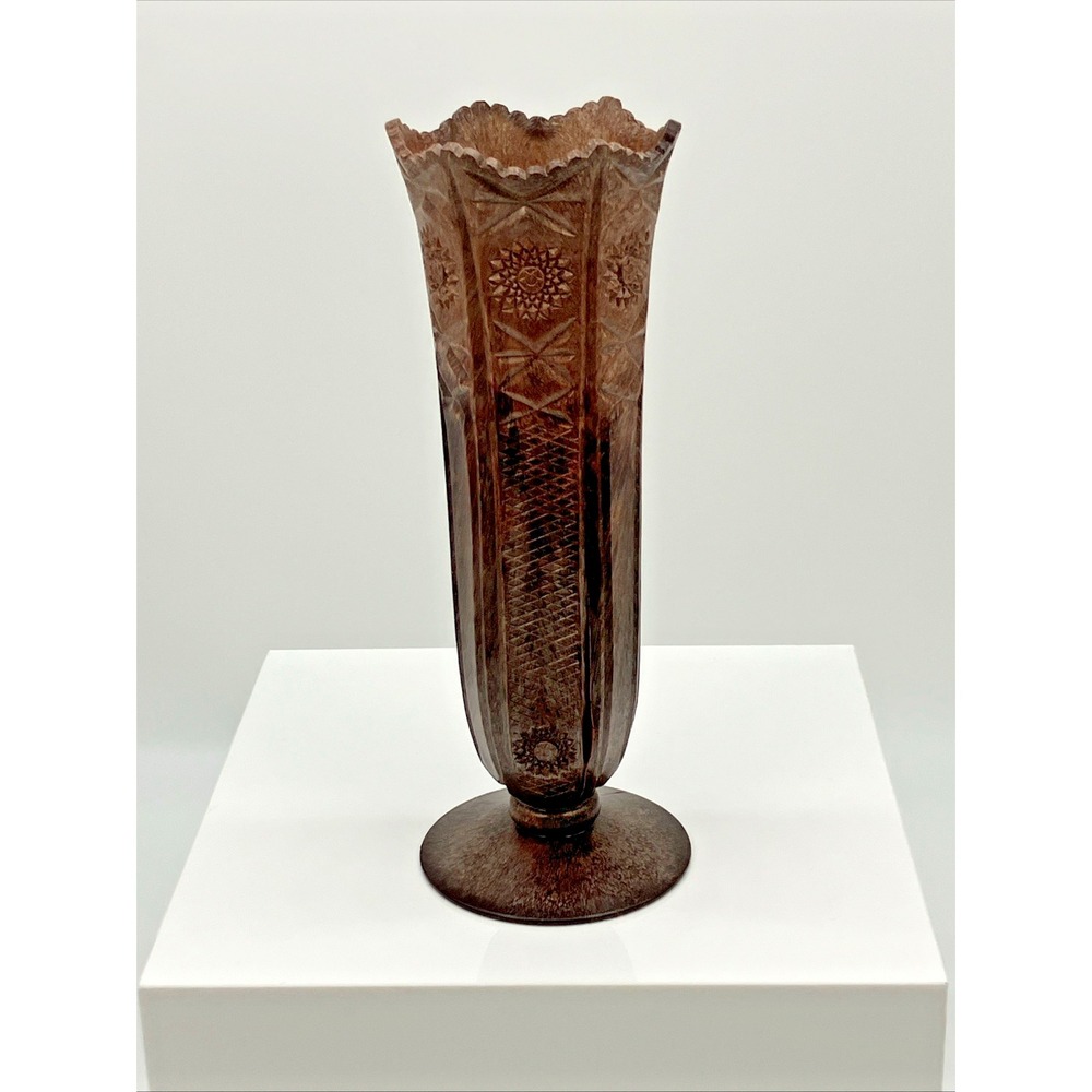 Vtg. Regaline Vase Sunburst Starburst Cross Hatch Flower‎ USA MCM Grannycore